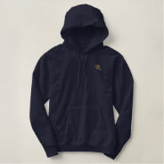 Create Mens Custom Gold Monogram Warm Navy Blue Embroidered Hoodie at Zazzle