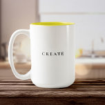 Create Modern Minimal Simple Typography Two-Tone Coffee Mug<br><div class="desc">A perfectly modern,  minimalist gift for the typography enthusiast,  this elegant mug features a simple expression for a creative moment to get the juices flowing. "Create" gets us motivated as we are drinking out of this perfect mug. Feel free to change to your custom message.</div>