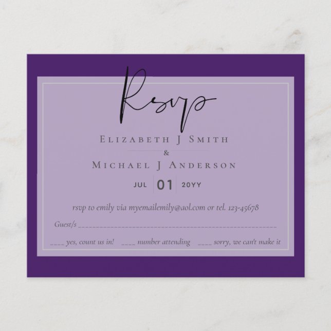 Create Modern Script RSVP - Edit Colors To Suit (Front)