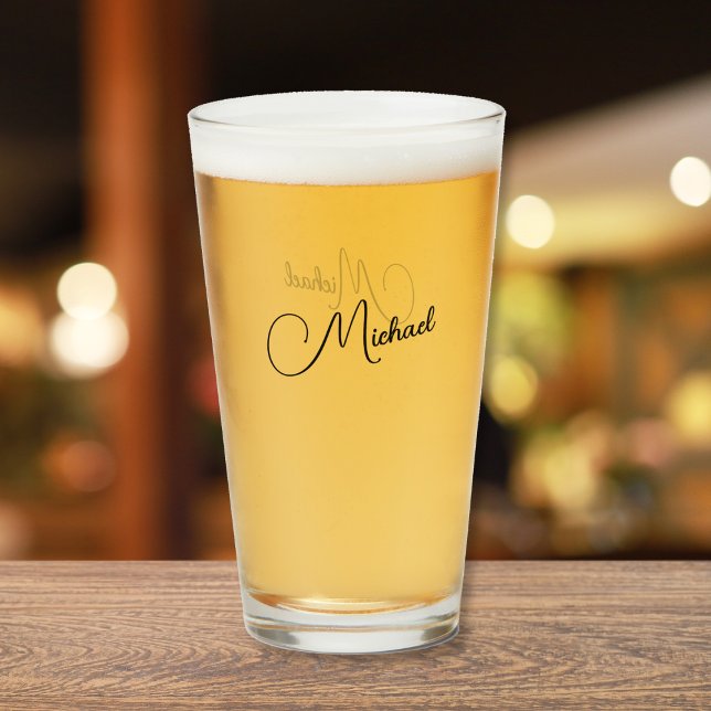 Create Modern Typography Monogrammed Beer Glass (Create Modern Typography Monogrammed Beer Glass)