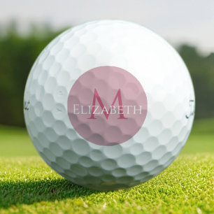 Create Monogram Name Initial Elegant Pink Golf Balls