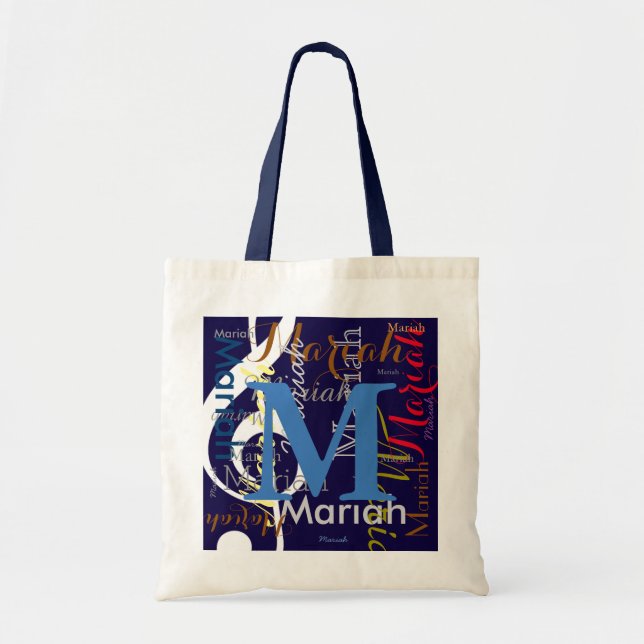 create music monogram with color names tote bag (Front)