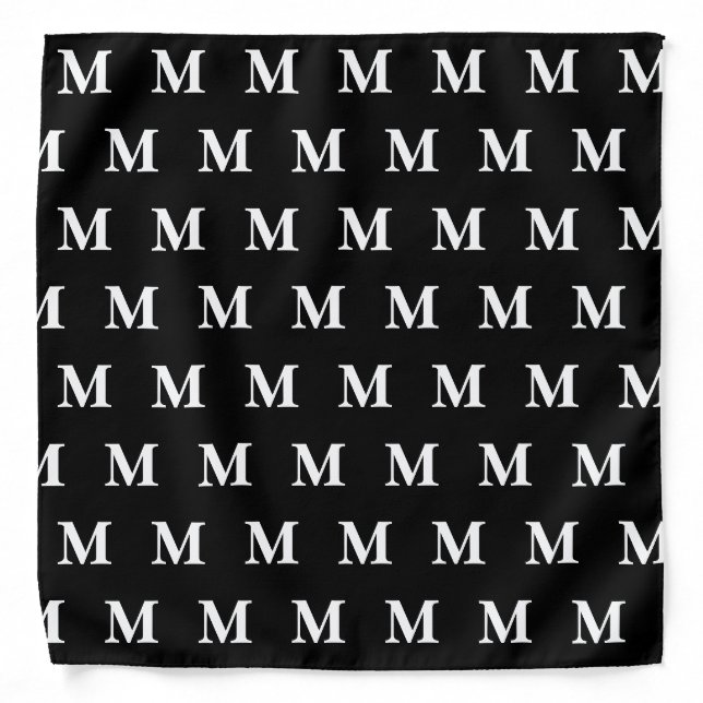Create Name Initial Monogram Black Bandana (Front)