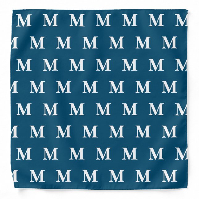 Create Name Initial Monogram Blue Bandana (Front)