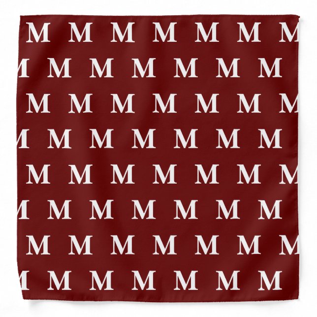 Create Name Initial Monogram Red Bandana (Front)