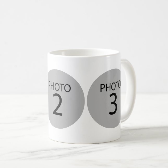 Create Original template 3 ROUND PHOTO COLLAGE Coffee Mug (Front Right)