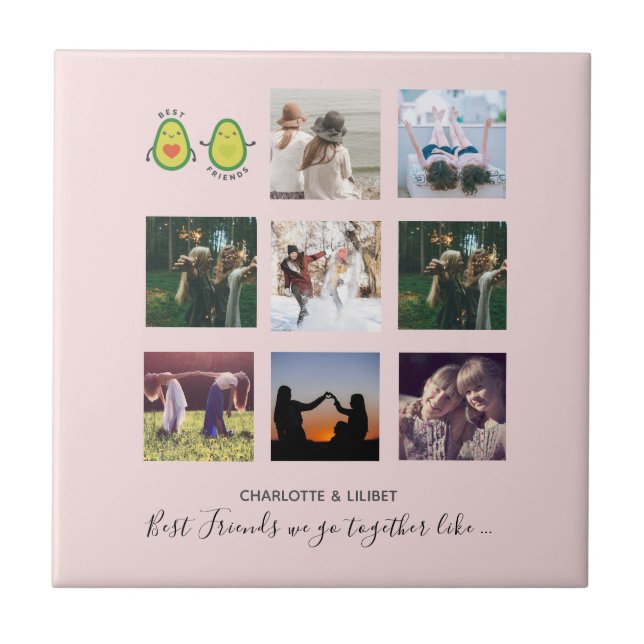 Create Own BFF Photo Collage gifts - Vegan Avocado Ceramic Tile (Front)
