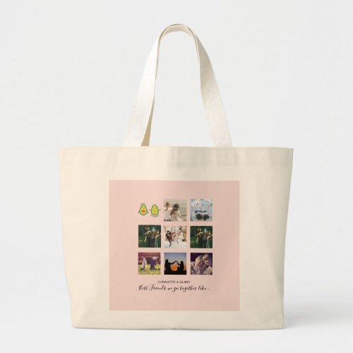 Create Own BFF Photo Collage gifts _ Vegan Avocado Large Tote Bag