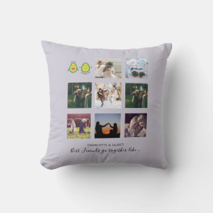 Create Own BFF Photo Collage gifts - Vegan Avocado Throw Pillow