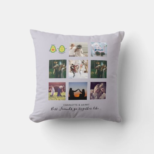 Create Own BFF Photo Collage gifts _ Vegan Avocado Throw Pillow