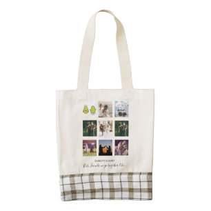 Create Own BFF Photo Collage gifts - Vegan Avocado Zazzle HEART Tote Bag