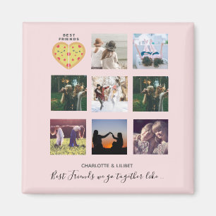 Create Own BFF Photo Collage Pizza Gift Magnet