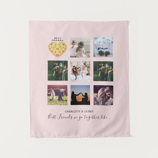 Create Own BFF Photo Collage Pizza Gift Tapestry (Front)