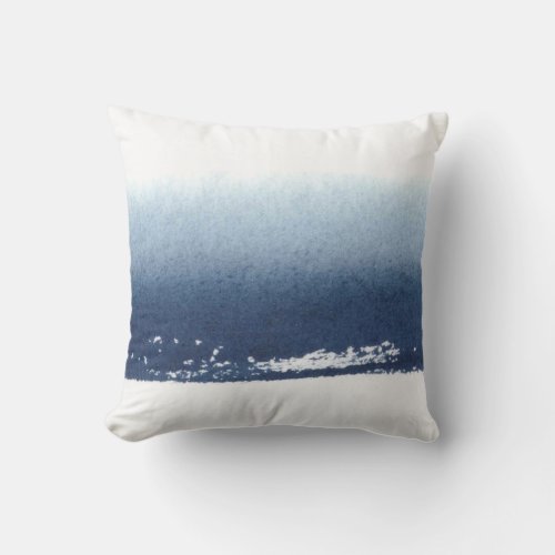 Create Own Blue White Watercolor Sea Beach Throw Pillow