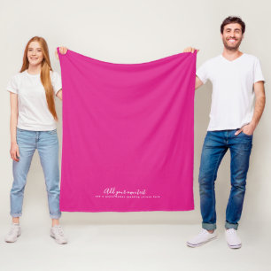 Create Own CERISE PINK Custom Text Personalized Fleece Blanket