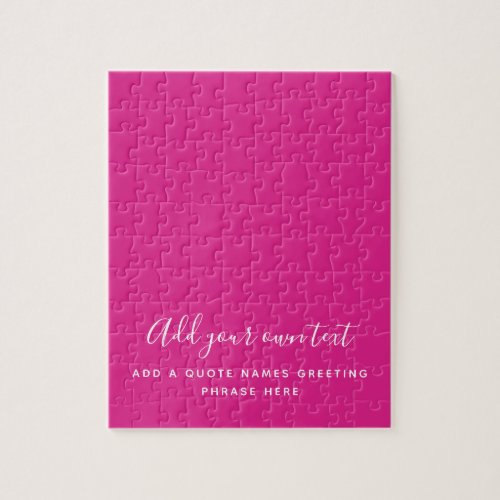 Create Own CERISE PINK Custom Text Personalized Jigsaw Puzzle