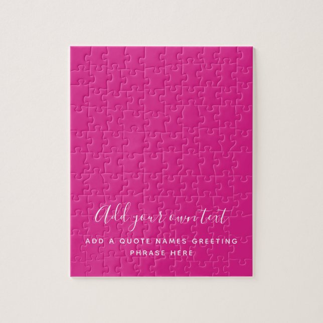 Create Own CERISE PINK Custom Text Personalized Jigsaw Puzzle (Vertical)