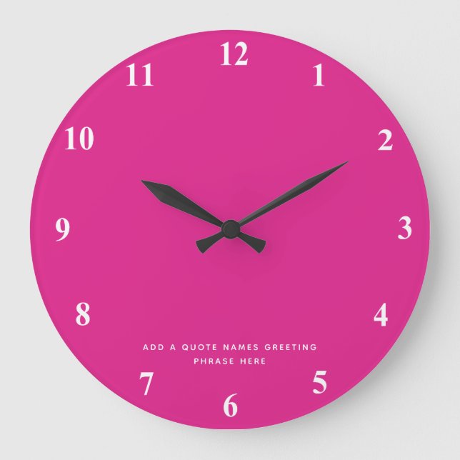 Create Own CERISE PINK Custom Text Personalized Large Clock (Front)