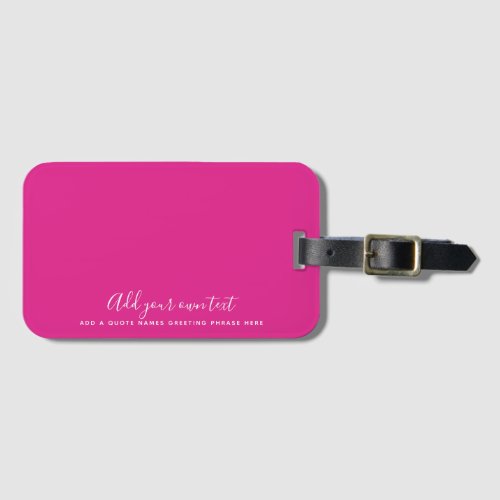 Create Own CERISE PINK Custom Text Personalized Luggage Tag