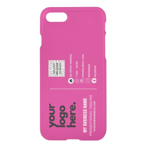 Create Own Cerise Pink LOGO QR CODE Business Card iPhone SE87 Case