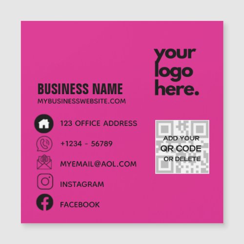 Create Own CERISE PINK QR CODE Business Card Logo 
