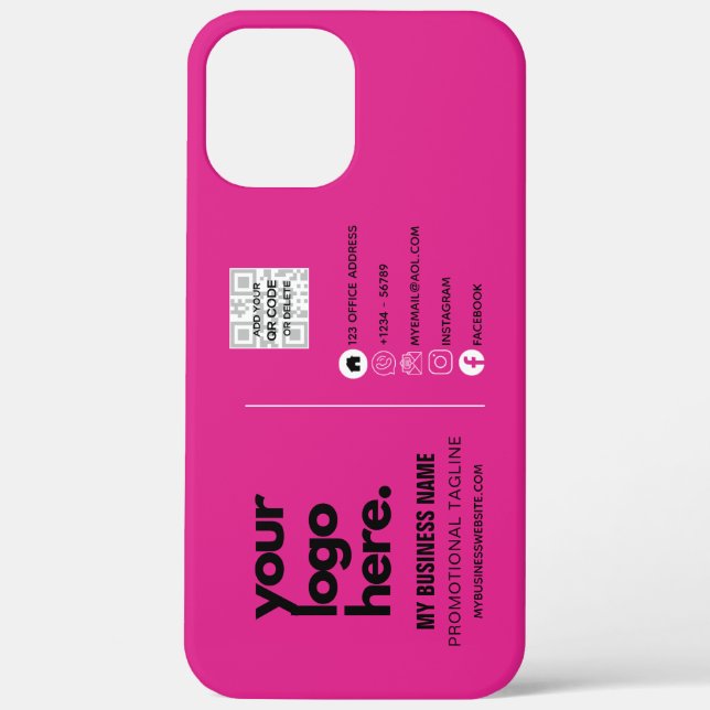 Create Own CERISE PINK QR CODE Business Card Logo  Case-Mate iPhone Case (Back)