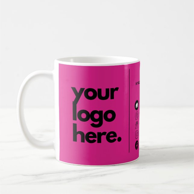 Create Own CERISE PINK QR CODE Business Card Logo  Coffee Mug (Left)