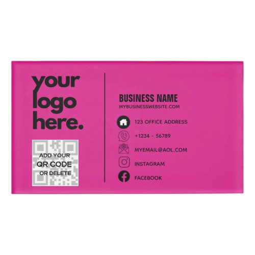 Create Own CERISE PINK QR CODE Business Card Logo  Name Tag