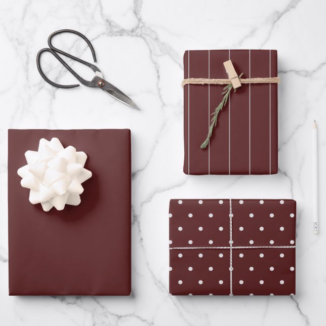 Create Own Elegant Burgundy  Wrapping Paper Sheets (Front)