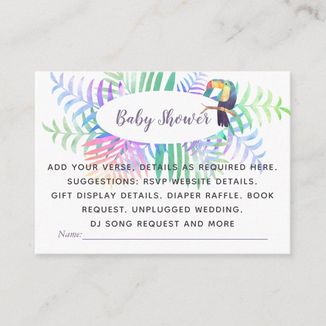 Create Own Event  Inserts - Tropical Baby Shower (Front)