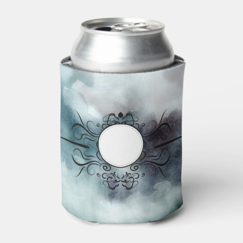 Create Own Goth Misty Blue Watercolor Personalised Can Cooler