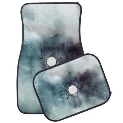 Create Own Goth Misty Blue Watercolor Personalised Car Floor Mat