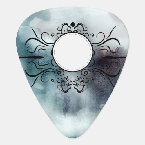 Create Own Goth Misty Blue Watercolor Personalised Guitar Pick