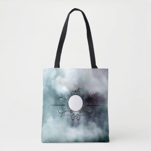Create Own Goth Misty Blue Watercolor Personalised Tote Bag