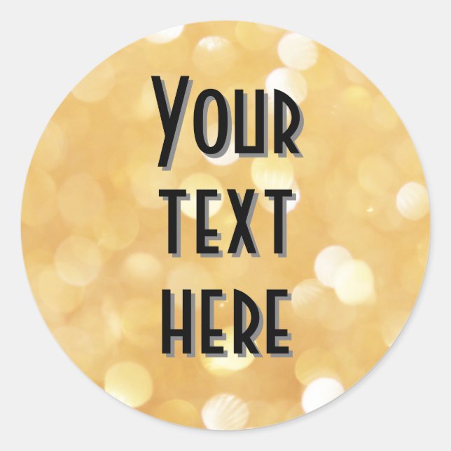 create own image text sticker gold sparkle glitter (Front)