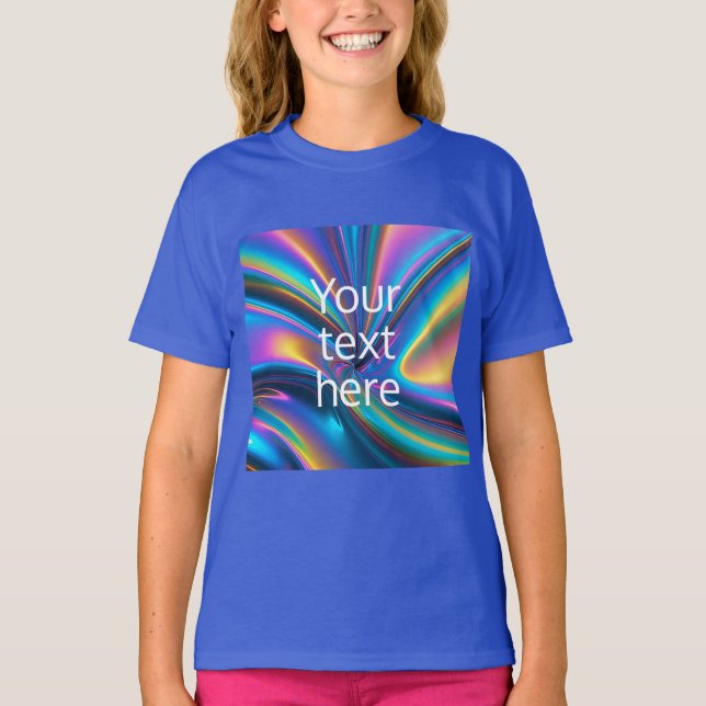 create own image text sticker luminous hologram T-Shirt (Front)