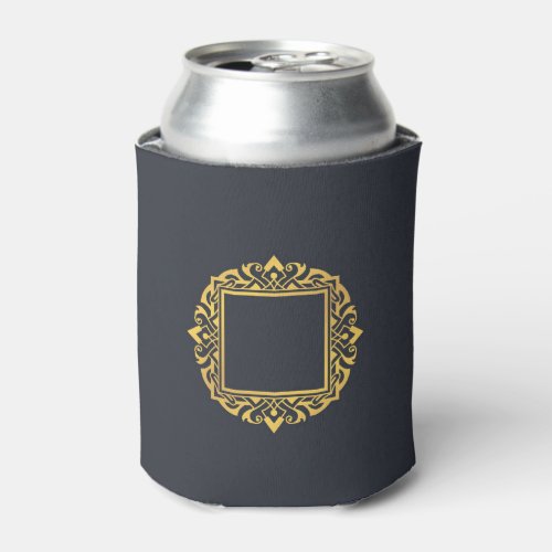 Create Own Monogram Elegant Grey Gold Personalised Can Cooler