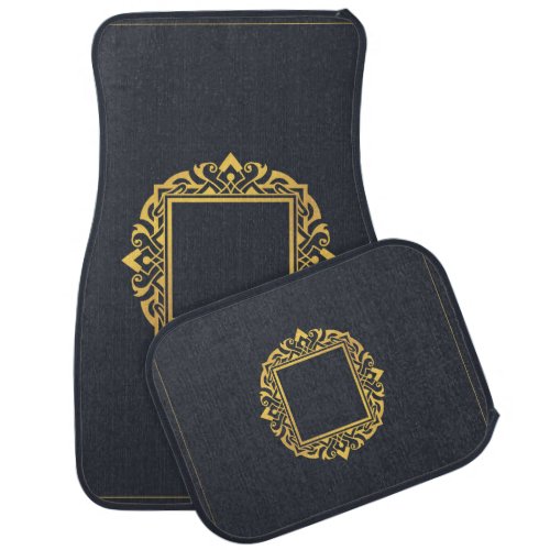 Create Own Monogram Elegant Grey Gold Personalised Car Floor Mat