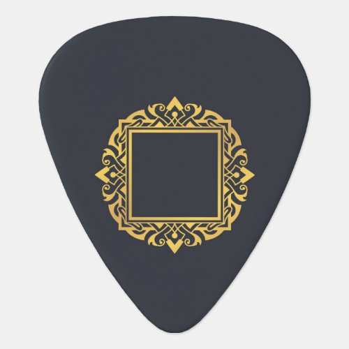 Create Own Monogram Elegant Grey Gold Personalised Guitar Pick