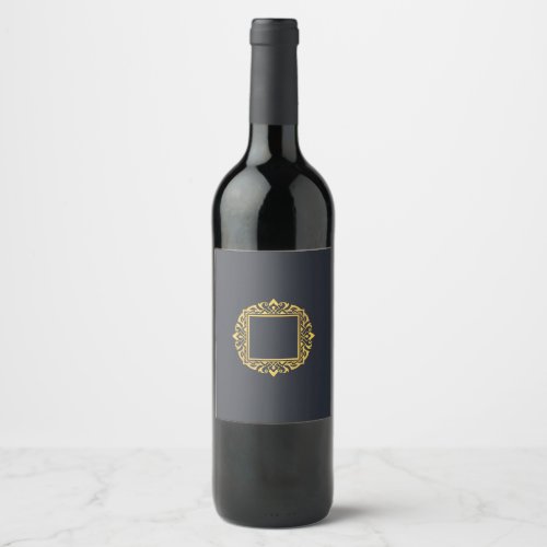 Create Own Monogram Elegant Grey Gold Personalised Wine Label