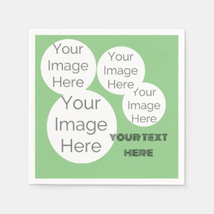 create own paper photo text napkin template green 