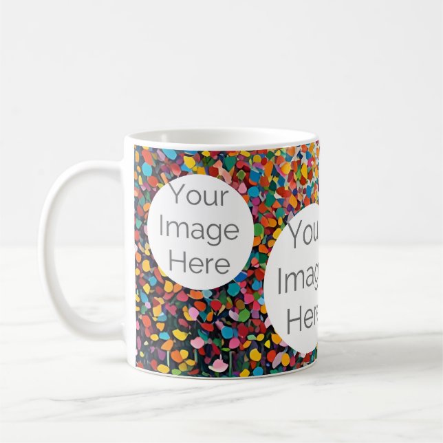 create own paper photo text template confetti coffee mug (Left)