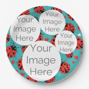 create own paper photo text template ladybug plates
