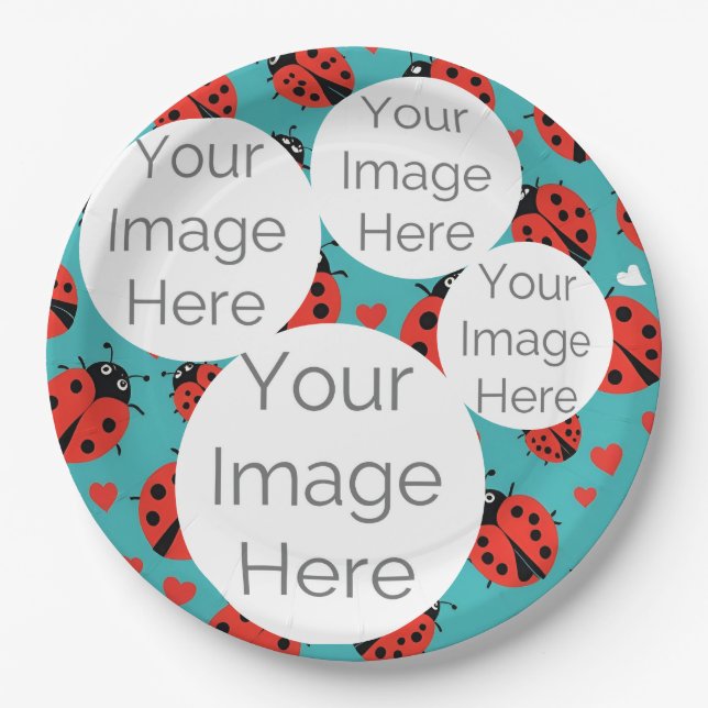 create own paper photo text template ladybug plates (Front)