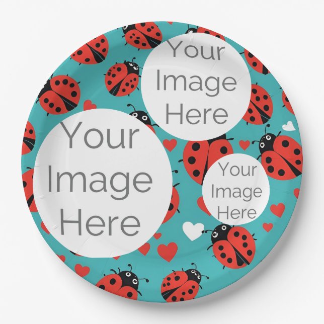 create own paper photo text template ladybug plates (Front)