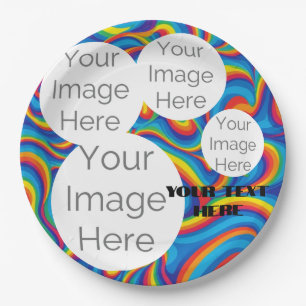 create own paper photo text template rainbow plates