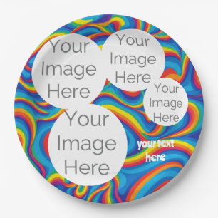 create own paper photo text template rainbow plates