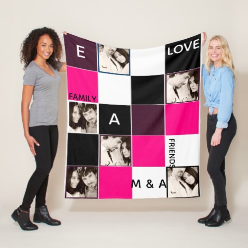 Create Own PHOTO Collage Blanket PINK Monogram