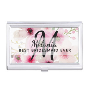 Create Own PINK BLUSH FLORAL BOHO BridalParty Gift Business Card Case