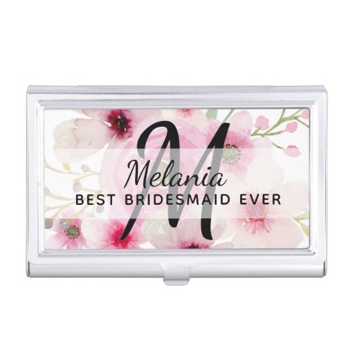 Create Own PINK BLUSH FLORAL BOHO BridalParty Gift Business Card Case
